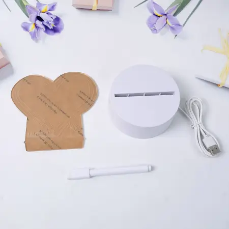 Creative 3D Acrylic LED Note Board Lamp with Pen – Decorative Night Light & Erasable Message Pad. ( default, Standard )