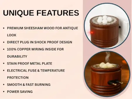 DIVYA SUGANDH Kapoor dani Electric Kapoor Kapur dani Camphor dani Kapoor Burner for Home Fragrance Room Freshener/Kapur Burner/Kapoor Dispenser/Camphor Holder for Pooja, Meditation Sheesham