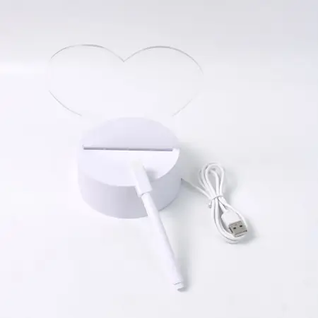 Creative 3D Acrylic LED Note Board Lamp with Pen – Decorative Night Light & Erasable Message Pad. ( default, Standard )