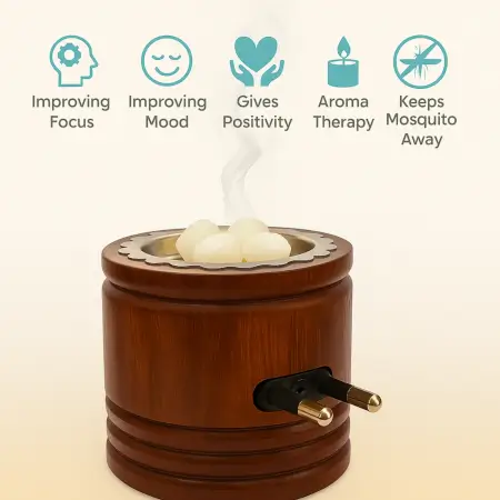 DIVYA SUGANDH Kapoor dani Electric Kapoor Kapur dani Camphor dani Kapoor Burner for Home Fragrance Room Freshener/Kapur Burner/Kapoor Dispenser/Camphor Holder for Pooja, Meditation Sheesham