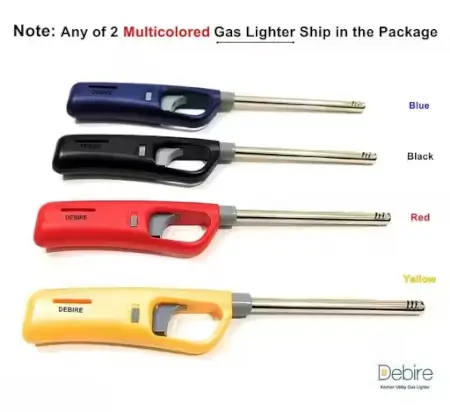 Steel-Plastic Refillable Gas Lighter – Pack of 2 ( multi, OS )