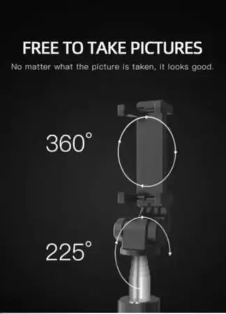 3-in-1 Wireless Bluetooth Selfie Stick XT-02 | Remote Shutter, 360° Rotate, Extendable, Foldable Mini Tripod & Monopod for Smartphones, Black. ( default, Standard )