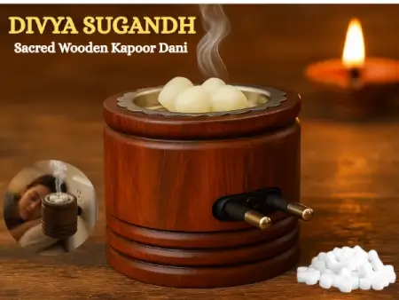 DIVYA SUGANDH Kapoor dani Electric Kapoor Kapur dani Camphor dani Kapoor Burner for Home Fragrance Room Freshener/Kapur Burner/Kapoor Dispenser/Camphor Holder for Pooja, Meditation Sheesham