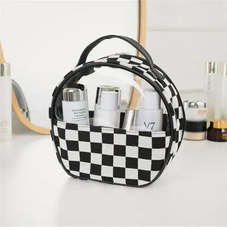 Makeup Bag Cosmetic Organizer Toiletry Storage Pouch (Black/White) ( default, OneSize )