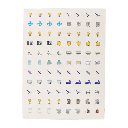 Smart Switch Icon Sticker Sheet – 88 Visual Labels for Home & Office Switchboards ( default, Standard )