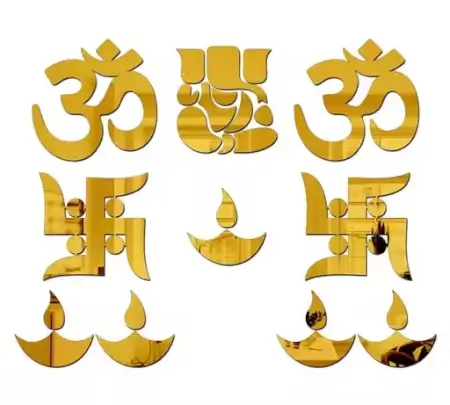 Ganesha Combo Golden Mirror Wall Sticker ( default, OS )