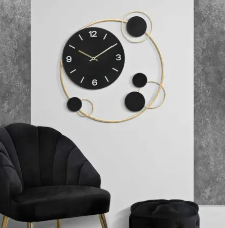 Decorative Round Iron Metal Wall Clock for Living Room, Bedroom, Office ( default, M )