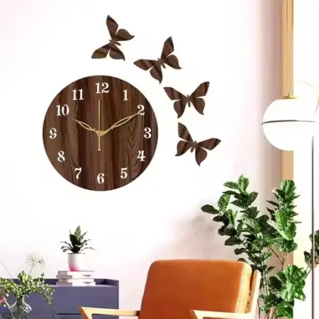 Decor 001-Wenge 25x25cm Wooden Wall Clock | Designer Analog Wall Clock for Home & Office Decor ( default, Standard ).