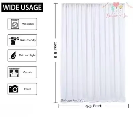 Romantic Decoration Set with White Net, LED Lights, and Foil Balloons ( default, OS )