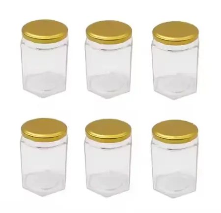 Clears Hexagonal Glass Jar 250ml Set – Glass Dry Fruit Jar ( default, OS )