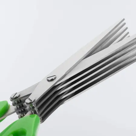 Multifunction Vegetable Stainless Steel Herbs Scissor with 5 Blades ( default, Standard ).
