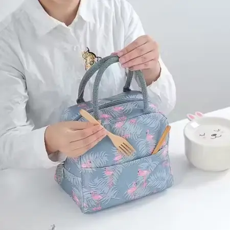 Grey Flamingo Insulated Nylon Lunch Bag – Portable & Waterproof ( default, OS )