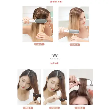 Hair Straightener Brush with Keratin Ceramic Coating Fast Heating, Adjustable Temperature, Anti-Frizz Design ( default, Standard ).