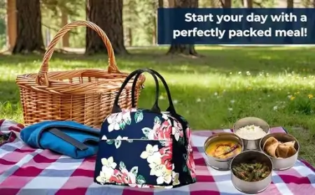 Compact Plastic Tiffin Lunch Bag – For School, College & Office ( default, OS )