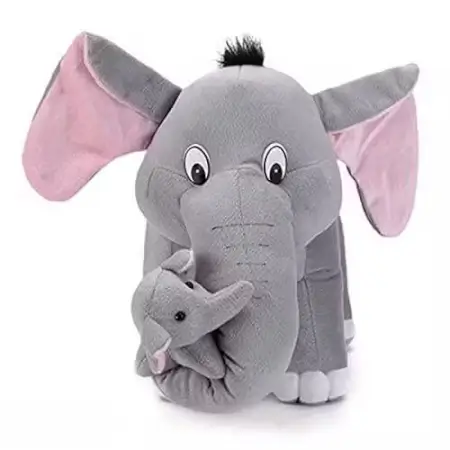 Mother Elephant with Two Babies Soft Plush Toy Set – Grey Stuffed Animal ( default, OS )