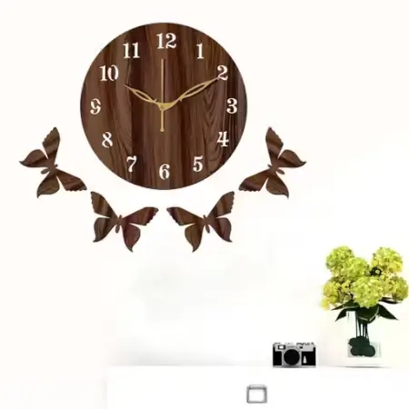 Decor 001-Wenge 25x25cm Wooden Wall Clock | Designer Analog Wall Clock for Home & Office Decor ( default, Standard ).