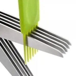 Multifunction Vegetable Stainless Steel Herbs Scissor with 5 Blades ( default, Standard ).