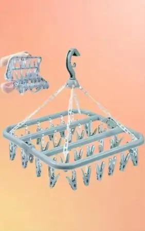 Plastic Square Cloth Drying Stand Hanger – 28 Clips ( default, OS )
