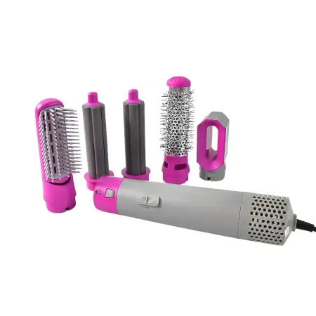 5 in 1 Hot Air Hair Dryer Brush – Multifunctional Styler with Detachable Heads for Drying, Straightening & Curling (1000W). ( default, Standard )