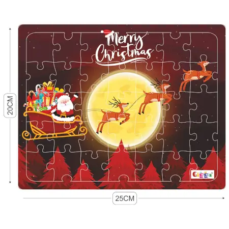 Christmas 35pc Acrylic Puzzle (Light) Festive Kids Puzzle with Wooden Base, Safe & Durable, 8x10 Inches ( multicolor, Standard )