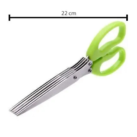 Multifunction Vegetable Stainless Steel Herbs Scissor with 5 Blades ( default, Standard ).