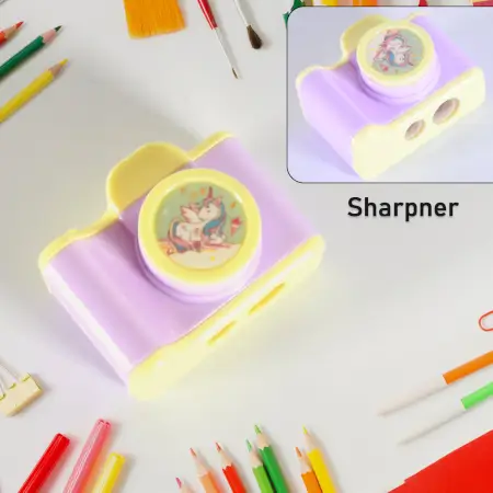 Camera Shape Pencil Sharpener | Simple Student Office Sharpener | Fashionable and Convenient, Lightweight Manual Sharpener for Kids Boys Girls Birthday Return Gifts (1 Pc) ( default, Standard