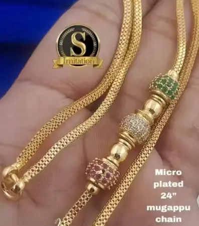 1 Gram Gold Plated MOP Chain Necklace for Women and Men with Cubic Zirconia ( default, Standard ).