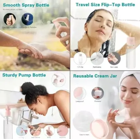 Travel Bottles Set, Leak Proof Silicone Containers for Toiletries, 10 Pack ( default, OS )