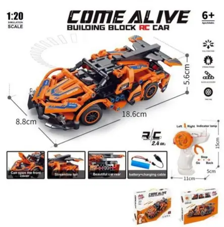 Lamborghini RC Car Kit for Kids & Adults | 2.4GHz Remote Control DIY Sports Car | Rechargeable STEM Building Toy with Openable Doors ( orange, Standard )