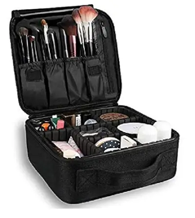 Professional Cosmetic Makeup Kit Storage Organizer Travel Toiletry Vanity Bag with Adjustable Compartment ( default, OneSize )
