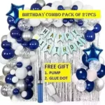Realistic Store Blue & Silver Happy Birthday Decoration Kit Combo Set ( blue, OS )