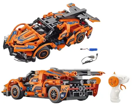 Lamborghini RC Car Kit for Kids & Adults | 2.4GHz Remote Control DIY Sports Car | Rechargeable STEM Building Toy with Openable Doors ( orange, Standard )