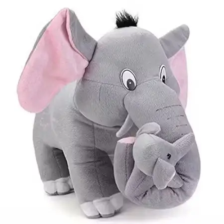 Mother Elephant with Two Babies Soft Plush Toy Set – Grey Stuffed Animal ( default, OS )
