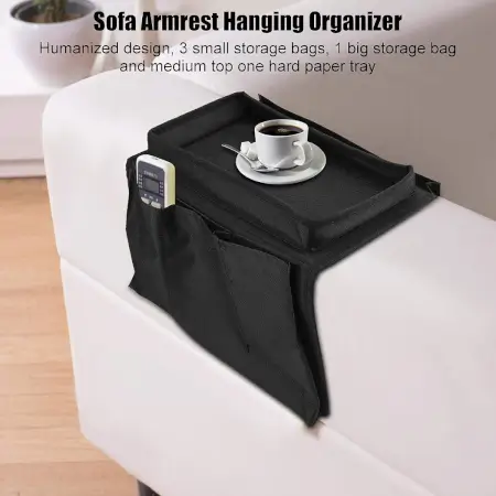 Sofa Arm Rest Hanging Storage Bag, Storage Bag for Sofa Ideal for Sorting Magazines iPad Books (Black) ( black, Standard ).
