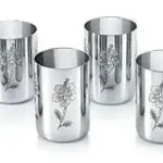 Stainless Steel Water & Juice Glasses – Pack of 6 | Durable & Rust-Resistant | 10 cm Height ( default, Standard ) .