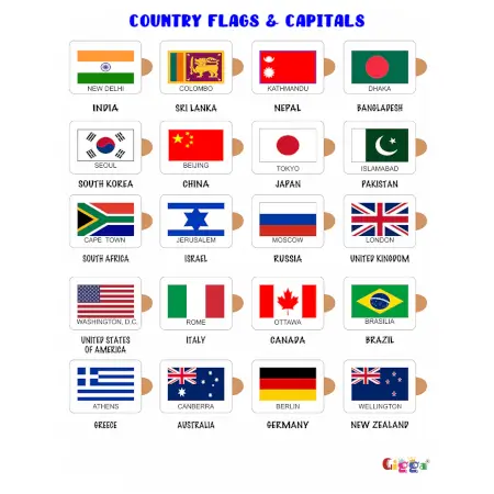 County Flags and Capitals Acrylic Puzzle Interactive & Educational, Safe & Durable for Kids ( multicolor, Standard )
