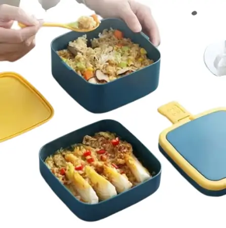 2-Compartment Airtight Diet Lunch Box with Spoon – Leakproof & Durable ( default, OS )
