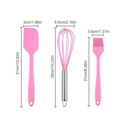 Silicone Spatula Set for Kitchen, Non-Stick Pan Cooking Spatula Whisk Brush with Steel Handle, Silicone Kitchen Tools Set ( default, Standard )