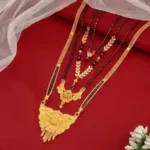 Feminine Elegant Mangal sutras | Gold-Plated Alloy with Artificial Beads, Non-Adjustable, Free Size, Set of 4 ( default, Standard ).