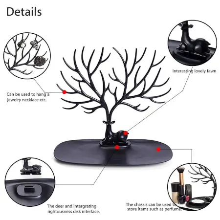 Deer Antlers Jewelry Holder - Elegant Tree Design Jewelry Organizer for Necklaces, Bracelets, and Rings ( default, Standard ).