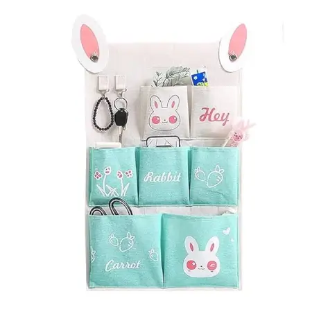 Wall Hanging Storage Bag Cute Animal Door Closet Hanging Organizer with 7 Pockets (Teal) ( default, OneSize )