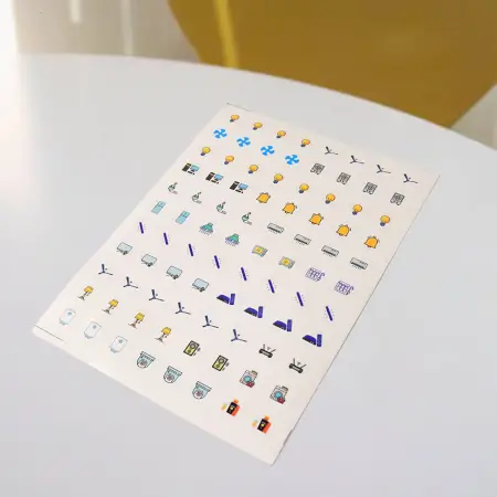 Smart Switch Icon Sticker Sheet – 88 Visual Labels for Home & Office Switchboards ( default, Standard )