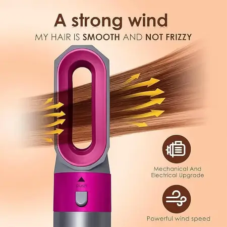 5 in 1 Hot Air Hair Dryer Brush – Multifunctional Styler with Detachable Heads for Drying, Straightening & Curling (1000W). ( default, Standard )